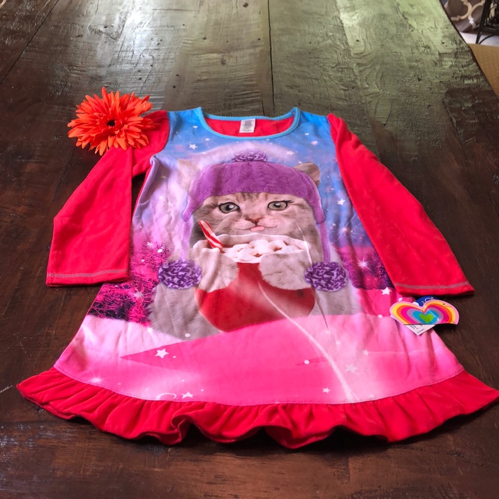 Girls Winter Kitty Pajamas.